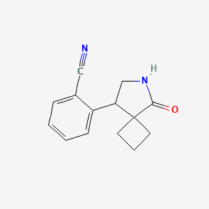 molecular formula C14H14N2O B13238478 2-{5-Oxo-6-azaspiro[3.4]octan-8-yl}benzonitrile 