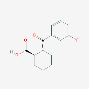 molecular formula C14H15FO3 B1323851 trans-2-(3-Fluorobenzoyl)cyclohexane-1-carboxylic acid CAS No. 733742-79-5
