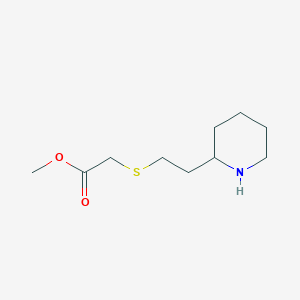 molecular formula C10H19NO2S B13238541 Methyl 2-{[2-(piperidin-2-yl)ethyl]sulfanyl}acetate 