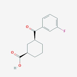 molecular formula C14H15FO3 B1323856 cis-3-(3-Fluorobenzoyl)cyclohexane-1-carboxylic acid 