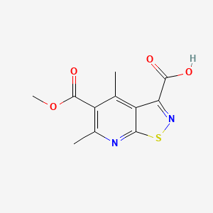 molecular formula C11H10N2O4S B13238573 5-(Methoxycarbonyl)-4,6-dimethyl-[1,2]thiazolo[5,4-b]pyridine-3-carboxylic acid 