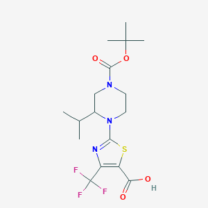 2-{4-[(Tert-butoxy)carbonyl]-2-(propan-2-yl)piperazin-1-yl}-4-(trifluoromethyl)-1,3-thiazole-5-carboxylic acid