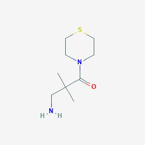 molecular formula C9H18N2OS B13238677 3-Amino-2,2-dimethyl-1-(thiomorpholin-4-yl)propan-1-one 