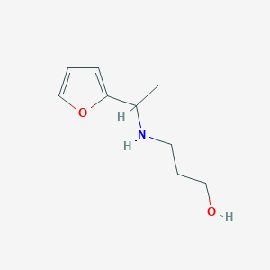 molecular formula C9H15NO2 B13238767 3-{[1-(Furan-2-yl)ethyl]amino}propan-1-ol 