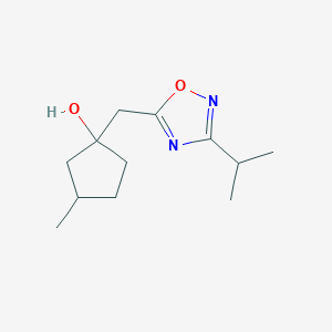 molecular formula C12H20N2O2 B13238848 3-Methyl-1-{[3-(propan-2-yl)-1,2,4-oxadiazol-5-yl]methyl}cyclopentan-1-ol 