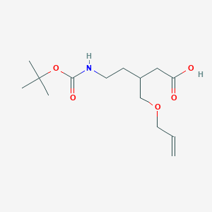 molecular formula C14H25NO5 B13239195 5-{[(Tert-butoxy)carbonyl]amino}-3-[(prop-2-en-1-yloxy)methyl]pentanoic acid 