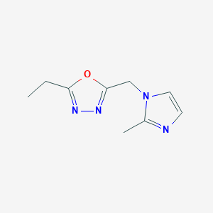 molecular formula C9H12N4O B13239280 2-ethyl-5-[(2-methyl-1H-imidazol-1-yl)methyl]-1,3,4-oxadiazole 