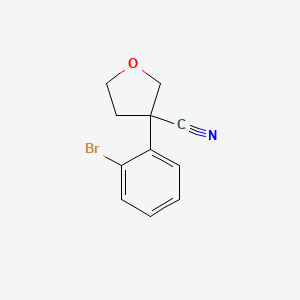 molecular formula C11H10BrNO B13239495 3-(2-Bromophenyl)oxolane-3-carbonitrile 