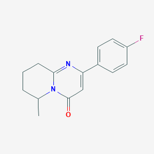 molecular formula C15H15FN2O B13239693 2-(4-Fluorophenyl)-6-methyl-4H,6H,7H,8H,9H-pyrido[1,2-a]pyrimidin-4-one 