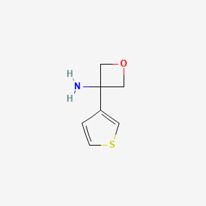 molecular formula C7H9NOS B13239765 3-(Thiophen-3-yl)oxetan-3-amine 