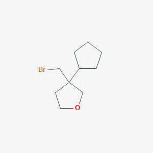 molecular formula C10H17BrO B13239796 3-(Bromomethyl)-3-cyclopentyloxolane 