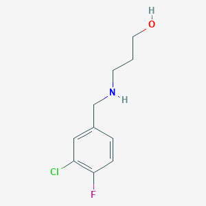 molecular formula C10H13ClFNO B13240270 3-{[(3-Chloro-4-fluorophenyl)methyl]amino}propan-1-ol 