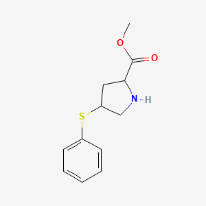 molecular formula C12H15NO2S B13240301 Methyl 4-(phenylsulfanyl)pyrrolidine-2-carboxylate 