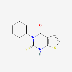 molecular formula C12H14N2OS2 B13240304 3-cyclohexyl-2-mercaptothieno[2,3-d]pyrimidin-4(3H)-one 