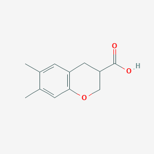 molecular formula C12H14O3 B13240322 6,7-Dimethyl-3,4-dihydro-2H-1-benzopyran-3-carboxylic acid 