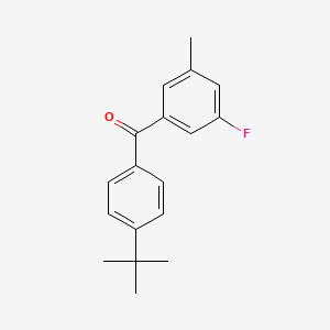 molecular formula C18H19FO B1324061 4-叔丁基-3'-氟-5'-甲基苯腙 CAS No. 951886-87-6