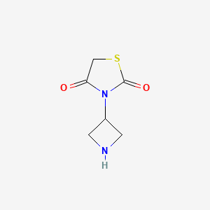 molecular formula C6H8N2O2S B13240726 3-(Azetidin-3-yl)thiazolidine-2,4-dione 