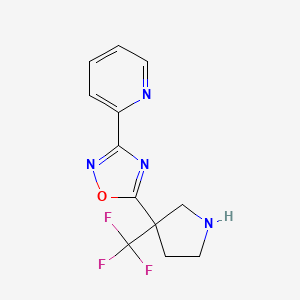 molecular formula C12H11F3N4O B13240783 2-{5-[3-(Trifluoromethyl)pyrrolidin-3-yl]-1,2,4-oxadiazol-3-yl}pyridine 