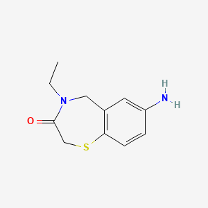 molecular formula C11H14N2OS B13240788 7-Amino-4-ethyl-2,3,4,5-tetrahydro-1,4-benzothiazepin-3-one 