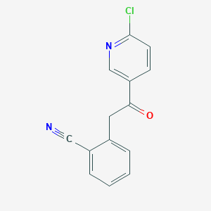 molecular formula C14H9ClN2O B1324084 2-Chloro-5-[2-(2-cyanophenyl)-1-oxoethyl]pyridine CAS No. 890100-44-4