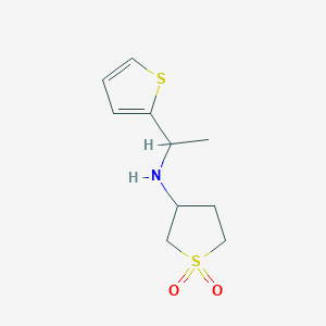 molecular formula C10H15NO2S2 B13240892 3-((1-(Thiophen-2-yl)ethyl)amino)tetrahydrothiophene 1,1-dioxide 