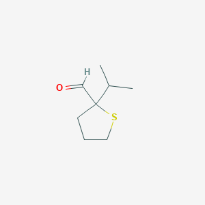 molecular formula C8H14OS B13240910 2-(Propan-2-yl)thiolane-2-carbaldehyde 