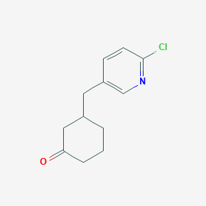 molecular formula C12H14ClNO B1324104 2-Chloro-5-[(3-oxocyclohexyl)methyl]pyridine CAS No. 909421-71-2