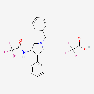 molecular formula C21H20F6N2O3 B13241064 N-(1-benzyl-4-phenylpyrrolidin-3-yl)-2,2,2-trifluoroacetamide;2,2,2-trifluoroacetic acid 