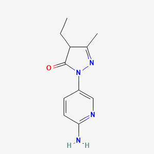 molecular formula C11H14N4O B13241068 1-(6-Aminopyridin-3-yl)-4-ethyl-3-methyl-4,5-dihydro-1H-pyrazol-5-one 