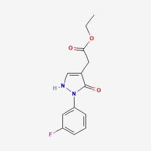 molecular formula C13H13FN2O3 B13241075 Ethyl 2-[2-(3-fluorophenyl)-3-oxo-2,3-dihydro-1H-pyrazol-4-yl]acetate 