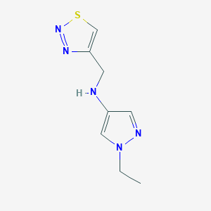 molecular formula C8H11N5S B13241181 1-ethyl-N-(1,2,3-thiadiazol-4-ylmethyl)-1H-pyrazol-4-amine 