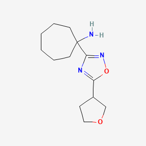 molecular formula C13H21N3O2 B13241186 1-[5-(Oxolan-3-yl)-1,2,4-oxadiazol-3-yl]cycloheptan-1-amine 