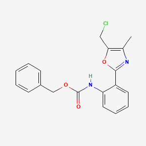 molecular formula C19H17ClN2O3 B13241193 Benzyl N-{2-[5-(chloromethyl)-4-methyl-1,3-oxazol-2-yl]phenyl}carbamate 