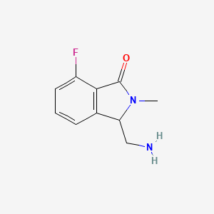 molecular formula C10H11FN2O B13241200 3-(Aminomethyl)-7-fluoro-2-methyl-2,3-dihydro-1H-isoindol-1-one 