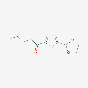 molecular formula C12H16O3S B1324135 Butyl 5-(1,3-dioxolan-2-YL)-2-thienyl ketone CAS No. 898771-86-3