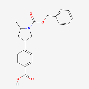 molecular formula C20H21NO4 B13241360 4-{1-[(Benzyloxy)carbonyl]-5-methylpyrrolidin-3-yl}benzoic acid 