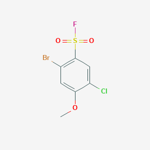 molecular formula C7H5BrClFO3S B13241386 2-Bromo-5-chloro-4-methoxybenzene-1-sulfonyl fluoride 