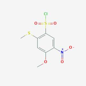 molecular formula C8H8ClNO5S2 B13241421 4-Methoxy-2-(methylsulfanyl)-5-nitrobenzene-1-sulfonyl chloride 