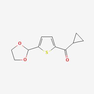 molecular formula C11H12O3S B1324144 环丙基 5-(1,3-二氧戊环-2-基)-2-噻吩基酮 CAS No. 898772-50-4