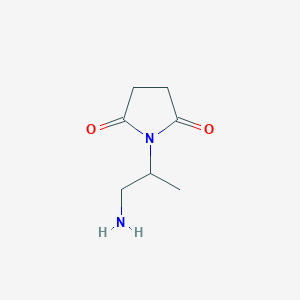 molecular formula C7H12N2O2 B13241441 1-(1-Aminopropan-2-yl)pyrrolidine-2,5-dione 