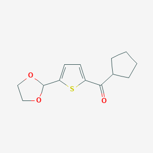 molecular formula C13H16O3S B1324145 环戊基 5-(1,3-二氧戊环-2-基)-2-噻吩基酮 CAS No. 898772-54-8