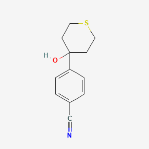 molecular formula C12H13NOS B13241453 4-(4-Hydroxythian-4-yl)benzonitrile 