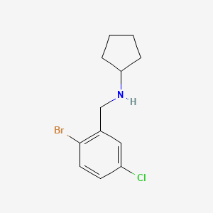 molecular formula C12H15BrClN B13241481 N-[(2-bromo-5-chlorophenyl)methyl]cyclopentanamine 