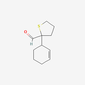 molecular formula C11H16OS B13241518 2-(Cyclohex-2-en-1-yl)thiolane-2-carbaldehyde 