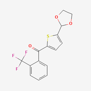 molecular formula C15H11F3O3S B1324152 5-(1,3-Dioxolan-2-YL)-2-(2-trifluoromethylbenzoyl)thiophene CAS No. 898773-26-7