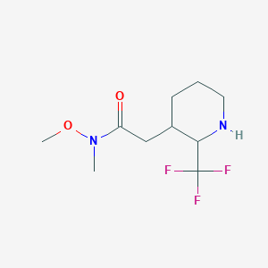 molecular formula C10H17F3N2O2 B13241555 N-Methoxy-N-methyl-2-[2-(trifluoromethyl)piperidin-3-yl]acetamide 