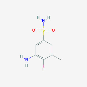 molecular formula C7H9FN2O2S B13241634 3-Amino-4-fluoro-5-methylbenzene-1-sulfonamide 