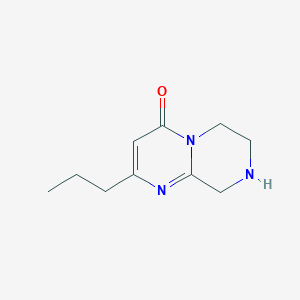 molecular formula C10H15N3O B13241890 2-Propyl-4H,6H,7H,8H,9H-pyrimido[1,2-a]piperazin-4-one 