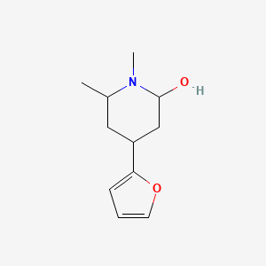 molecular formula C11H17NO2 B13241986 4-(Furan-2-yl)-1,6-dimethylpiperidin-2-ol 