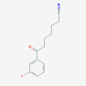 molecular formula C13H14FNO B1324213 7-(3-氟苯基)-7-氧代庚腈 CAS No. 898767-24-3